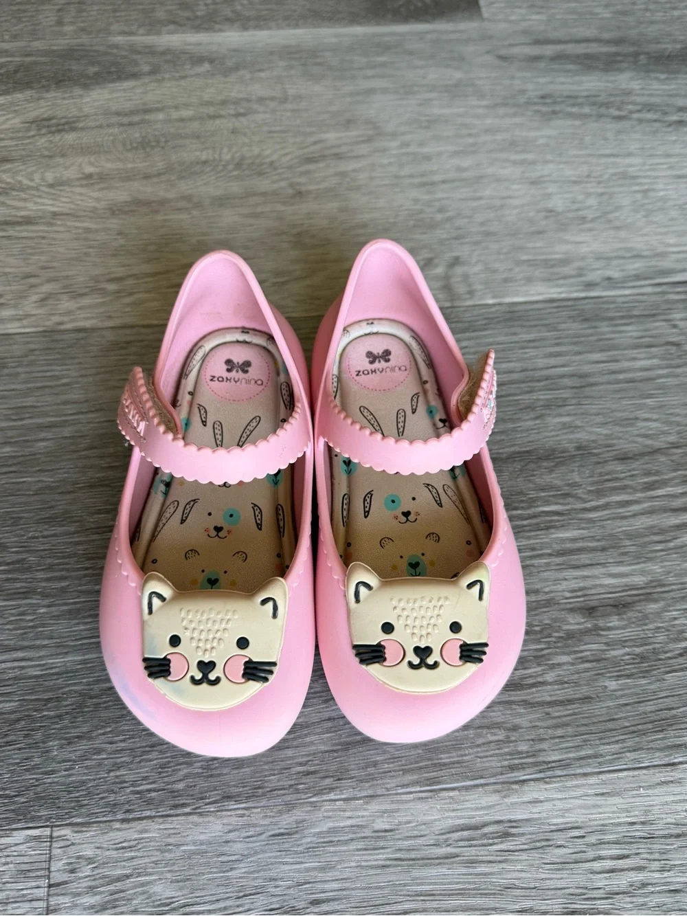 Zaxy Nina Pink Cat Jelly Flat Mary Jane Shoes